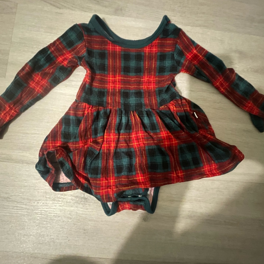 Little Sleepies Red and Green Plaid dress
